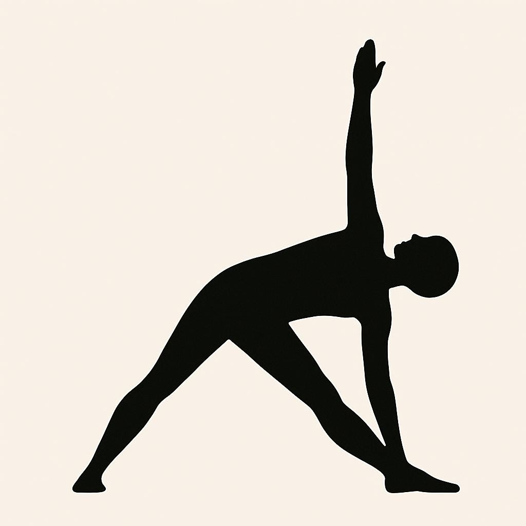silhouette of a person in triangle yoga pose